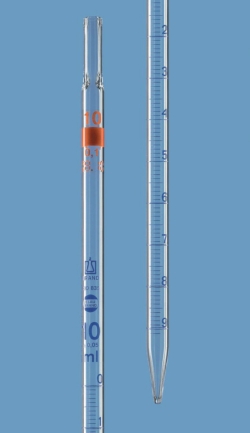 Bild von Graduated pipettes, total delivery, AR-GLAS<sup>&reg;</sup>, class AS, blue graduation, type 3