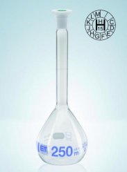 Изображение Volumetric flasks, DURAN<sup>&reg;</sup>, class A, blue graduation, with PE stoppers